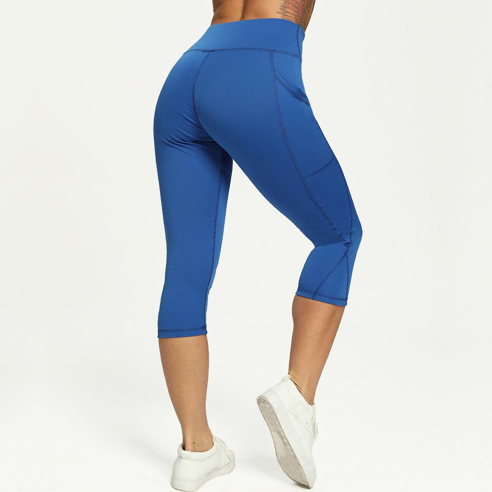Casual Women's Yoga Pants Gym Fitness Sports Cropped Leggings Pocket Slim Pants Female Solid Color Women's Seamless Scrunch Legging Workout Leggings For Women Lift Tight Gym Yoga Home Pants Stevvex