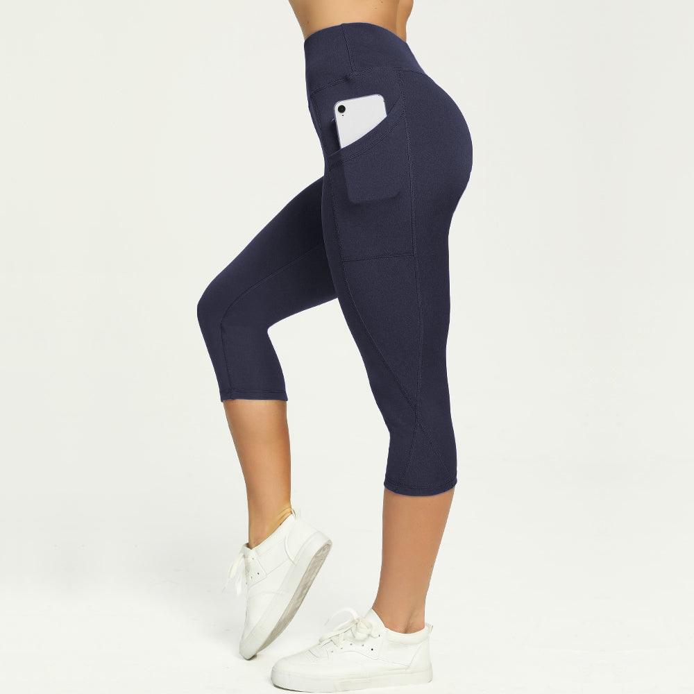 Casual Women's Yoga Pants Gym Fitness Sports Cropped Leggings Pocket Slim Pants Female Solid Color Women's Seamless Scrunch Legging Workout Leggings For Women Lift Tight Gym Yoga Home Pants Stevvex