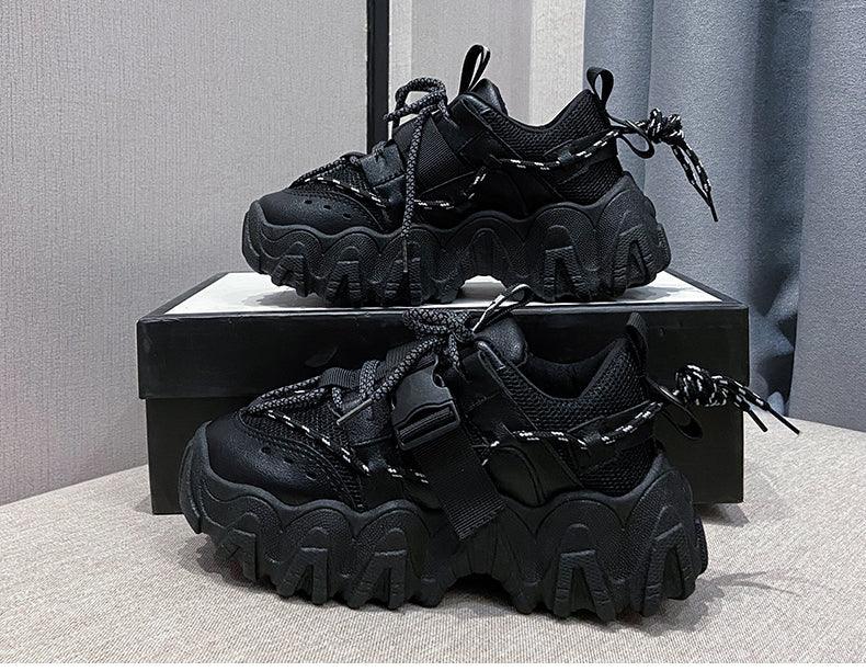 Casual Womens Blue Sneakers High Heels Platform Sports Shoes Autumn Thick Bottom Walking Breathable Vulcanized Shoes Luxury Tennis Sneakers Trainers Lace Up Fashion Design Stevvex