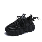 Casual Womens Blue Sneakers High Heels Platform Sports Shoes Autumn Thick Bottom Walking Breathable Vulcanized Shoes Luxury Tennis Sneakers Trainers Lace Up Fashion Design Stevvex