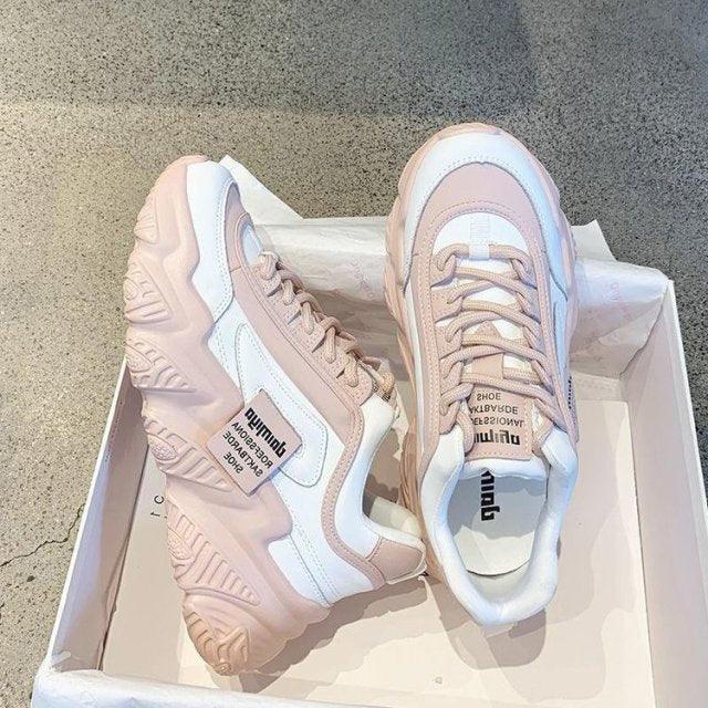 Casual Womens Blue Sneakers High Heels Platform Sports Shoes Autumn Thick Bottom Walking Breathable Vulcanized Shoes Luxury Tennis Sneakers Trainers Lace Up Fashion Design Stevvex