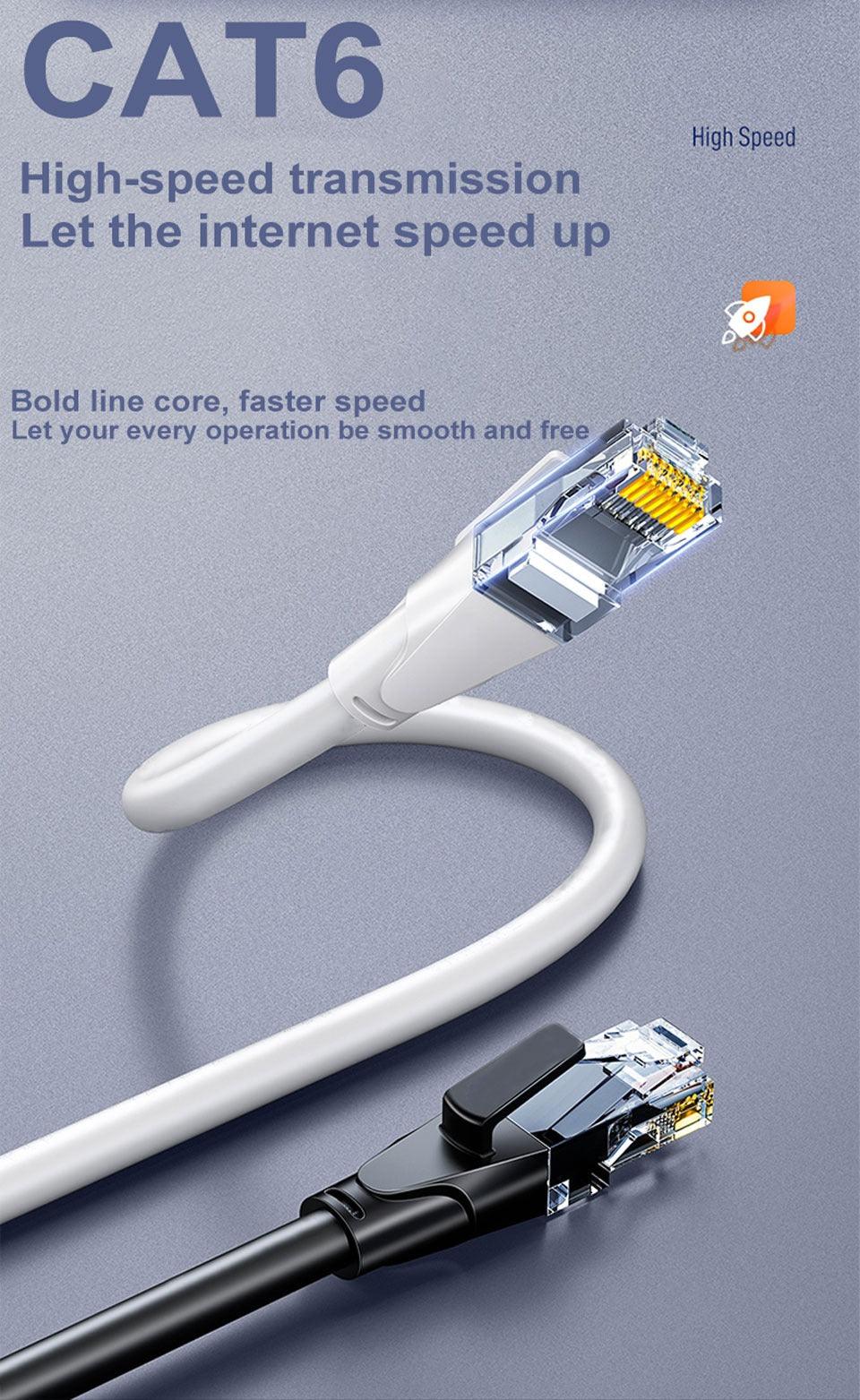 Cat6 Round Ethernet Cable RJ45 Cat6 Lan Cable Internet Modem Laptop Router Network Ethernet Cable Plated RJ45 Connectors Ethernet LAN Cable For Laptop Game Console Stevvex