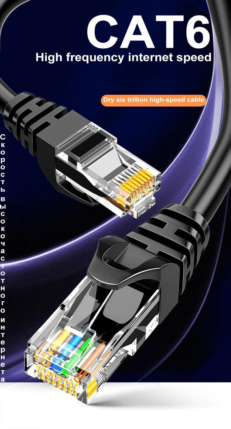 Cat6 Round Ethernet Cable RJ45 Cat6 Lan Cable Internet Modem Laptop Router Network Ethernet Cable Plated RJ45 Connectors Ethernet LAN Cable For Laptop Game Console Stevvex