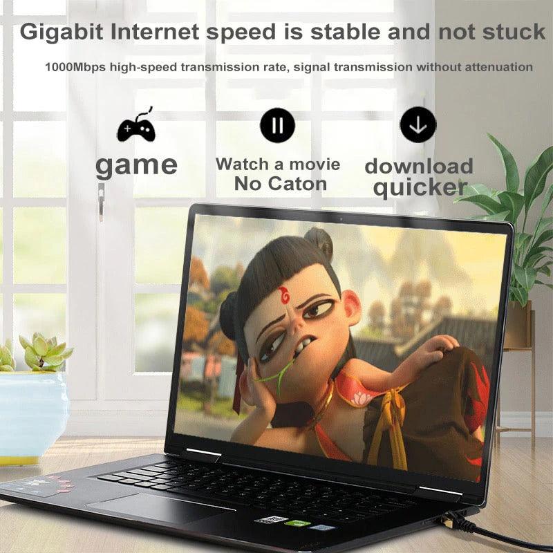 Cat6 Round Ethernet Cable RJ45 Cat6 Lan Cable Internet Modem Laptop Router Network Ethernet Cable Plated RJ45 Connectors Ethernet LAN Cable For Laptop Game Console Stevvex