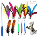 Cat Feather Toy Set Cat Feather Teaser Wand Toy for Kitten Cat Having Fun Exercise Playing Without the Stick Interactive Cat Feather Toys  Retractable Cat Wand Toy and Feathers Teaser Refills Cat Toys for Indoor Stevvex