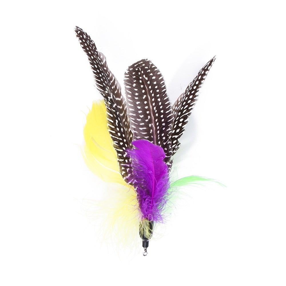 Cat Feather Toy Set Cat Feather Teaser Wand Toy for Kitten Cat Having Fun Exercise Playing Without the Stick Interactive Cat Feather Toys  Retractable Cat Wand Toy and Feathers Teaser Refills Cat Toys for Indoor Stevvex