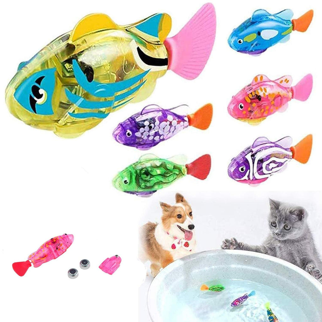 Cat Interactive Electric Fish Toy Water Cat Toy for Indoor Play Swimming Robot Fish Toy for Cat and Dog with LED Light  Pet Toys New Bath Toys Interactive Plastic Fish Toys Electronic Cat Toy Gift to Stimulate Your Pet's Hunter Instincts Stevvex