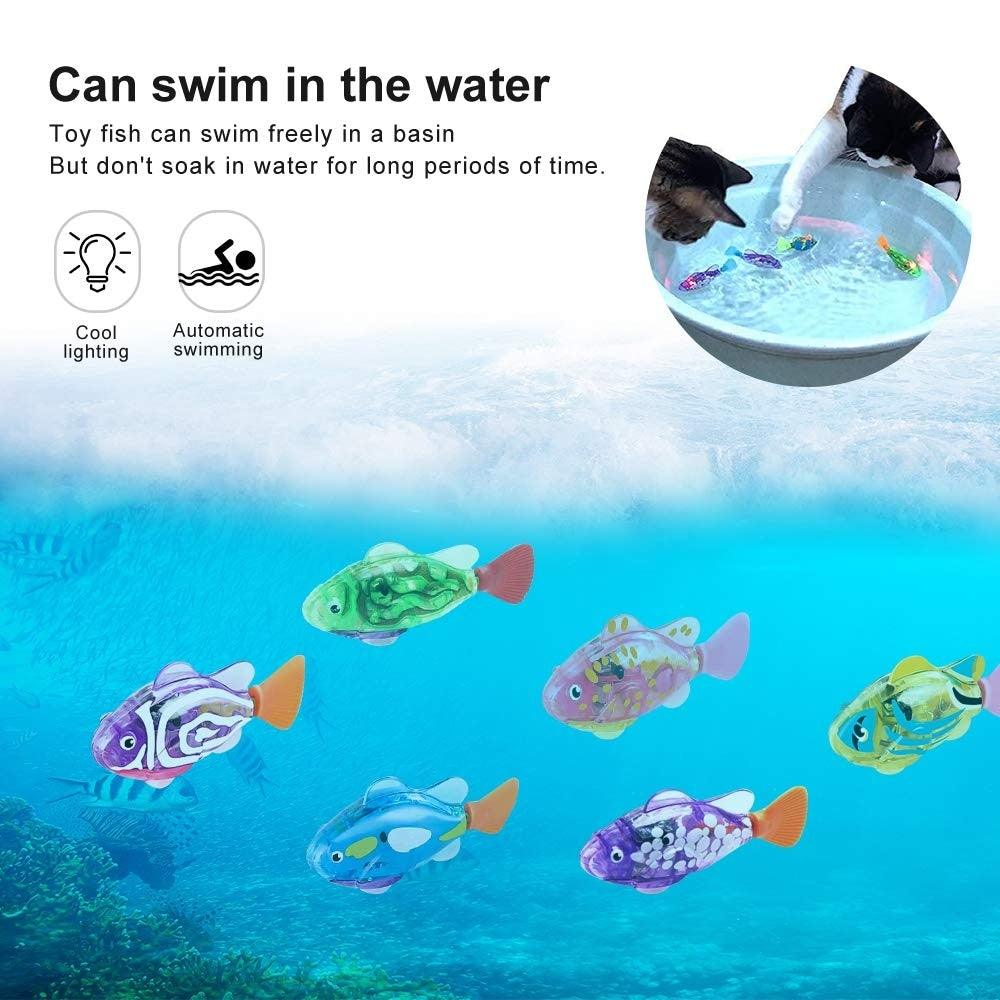 Cat Interactive Electric Fish Toy Water Cat Toy for Indoor Play Swimming Robot Fish Toy for Cat and Dog with LED Light  Pet Toys New Bath Toys Interactive Plastic Fish Toys Electronic Cat Toy Gift to Stimulate Your Pet's Hunter Instincts Stevvex
