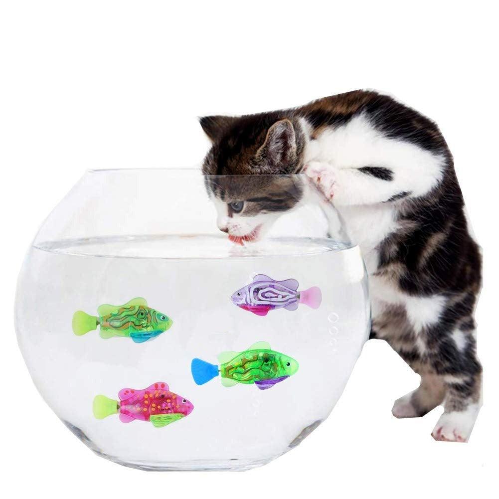 Cat Interactive Electric Fish Toy Water Cat Toy for Indoor Play Swimming Robot Fish Toy for Cat and Dog with LED Light  Pet Toys New Bath Toys Interactive Plastic Fish Toys Electronic Cat Toy Gift to Stimulate Your Pet's Hunter Instincts Stevvex