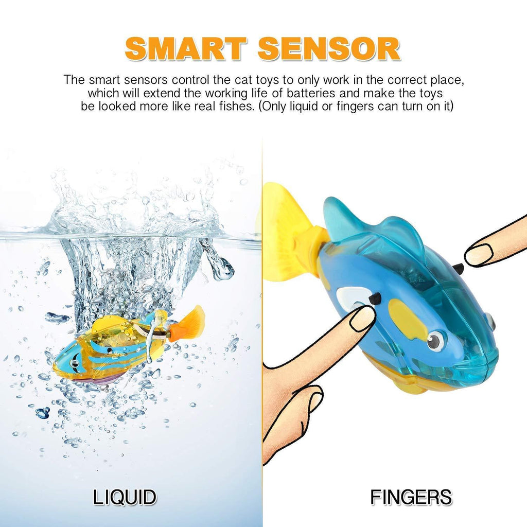 Cat Interactive Electric Fish Toy Water Cat Toy for Indoor Play Swimming Robot Fish Toy for Cat and Dog with LED Light  Pet Toys New Bath Toys Interactive Plastic Fish Toys Electronic Cat Toy Gift to Stimulate Your Pet's Hunter Instincts Stevvex