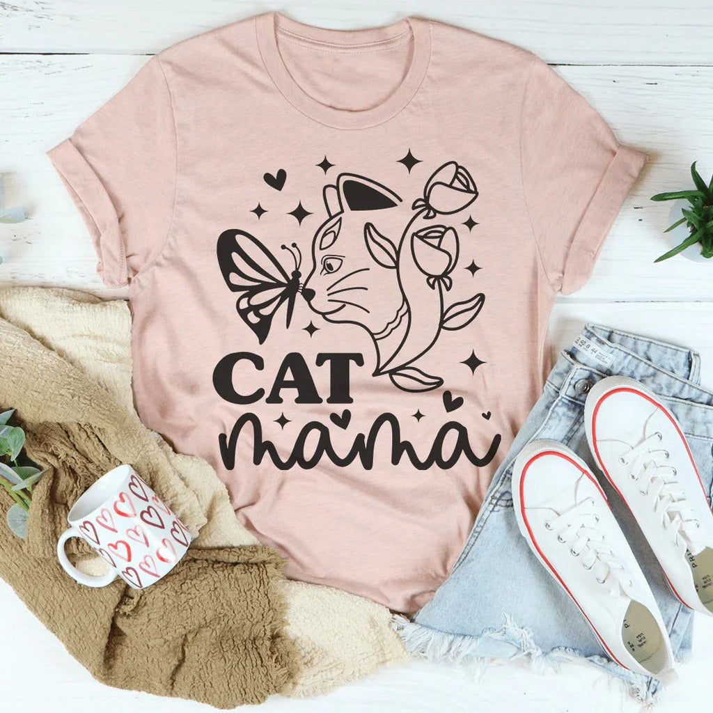 Cat Mama Tee Peachy Sunday