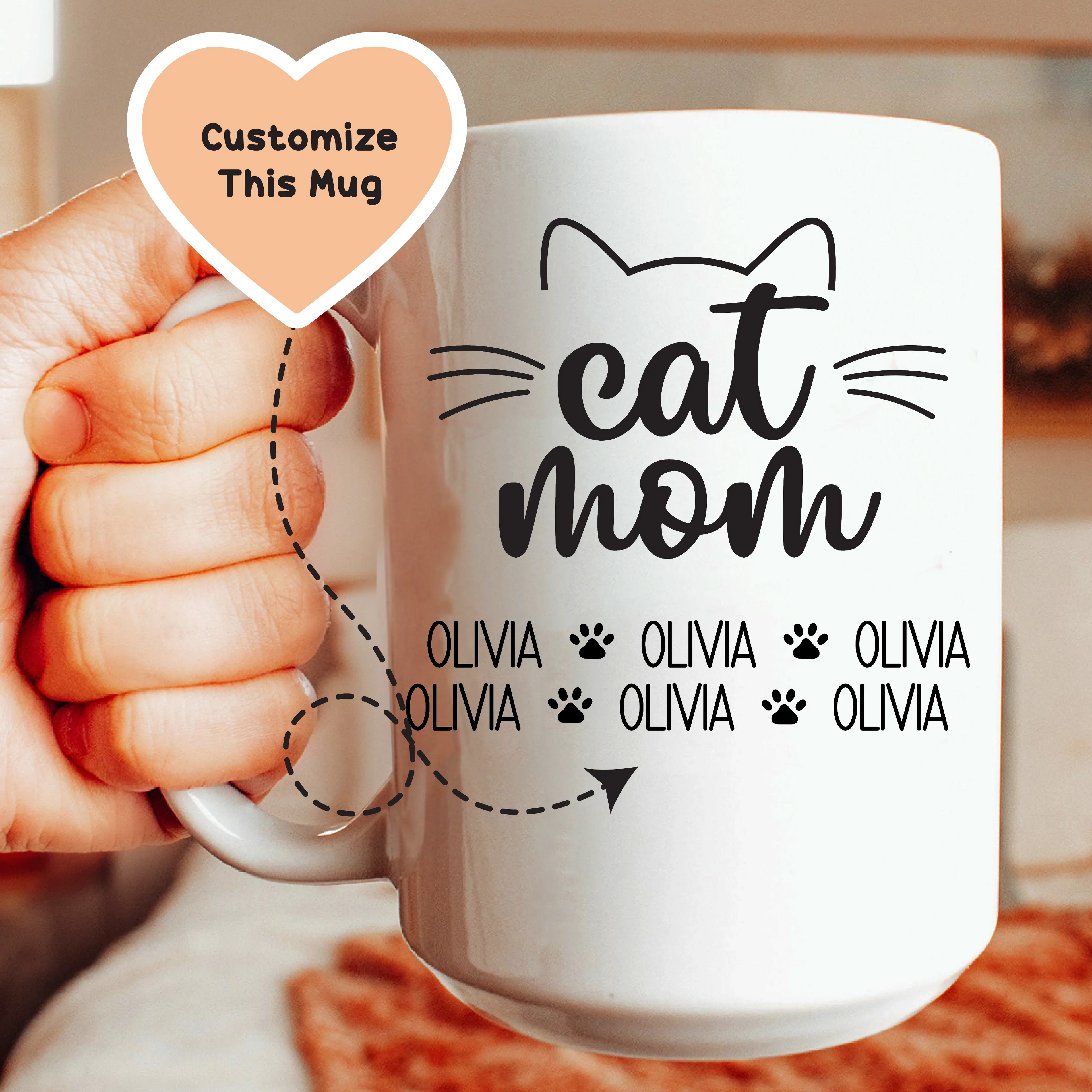 Cat Mom Custom Mug Peachy Sunday