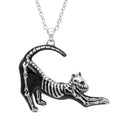 Cat Skeleton Necklace Gothic Silver Pendant For Women