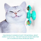 Cat Windmill Toy Funny Massage Rotatable Cat Toys With Catnip LED Ball Teeth Cleaning Pet Newest Windmill Cat Toy with LED and Catnip Ball Cat Turntable Teasing Interactive Toy with a Suction Cup Base Can be Cleaned Rotary Massage Tickle Anti-bite Toy Stevvex