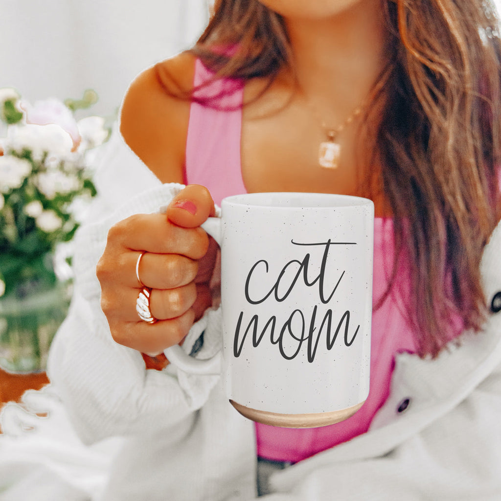 Cat Mom Mug 16oz Ceramic Coffee Cup Funny Cat Lover Gift Dishwasher Safe BandsCo Straps