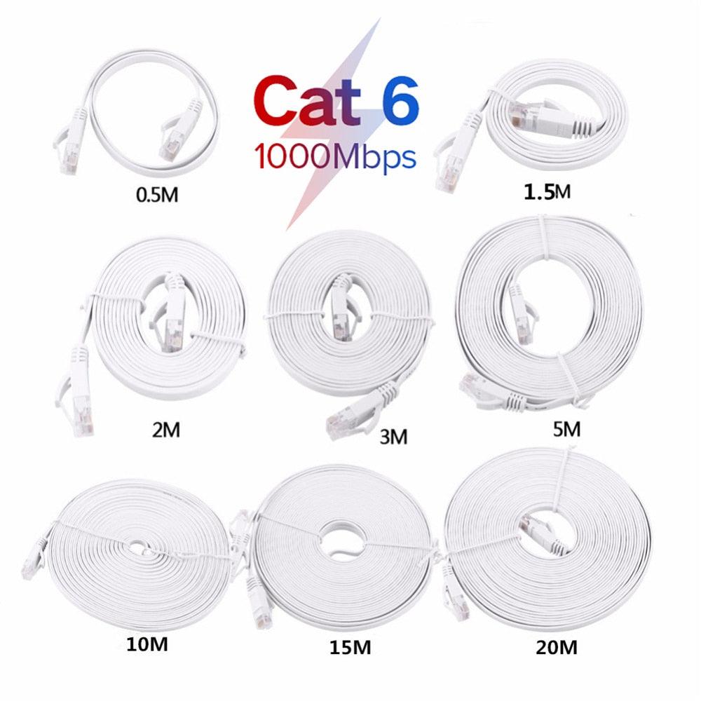 Cat6 RJ45 Network LAN Ethernet Flat Cable Computer UTP Patch Cord For Router Network Ethernet Cable Plated RJ45 Connectors Ethernet LAN Cable Stevvex