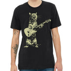 Cat Guitar T Shirt Mens Rock Music Vintage Graphic Tee