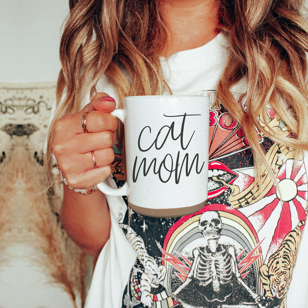 Cat Mom Mug 16oz Ceramic Coffee Cup Funny Cat Lover Gift Dishwasher Safe BandsCo Straps