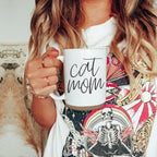 Cat Mom Mug 16oz Ceramic Coffee Cup Funny Cat Lover Gift Dishwasher Safe BandsCo Straps