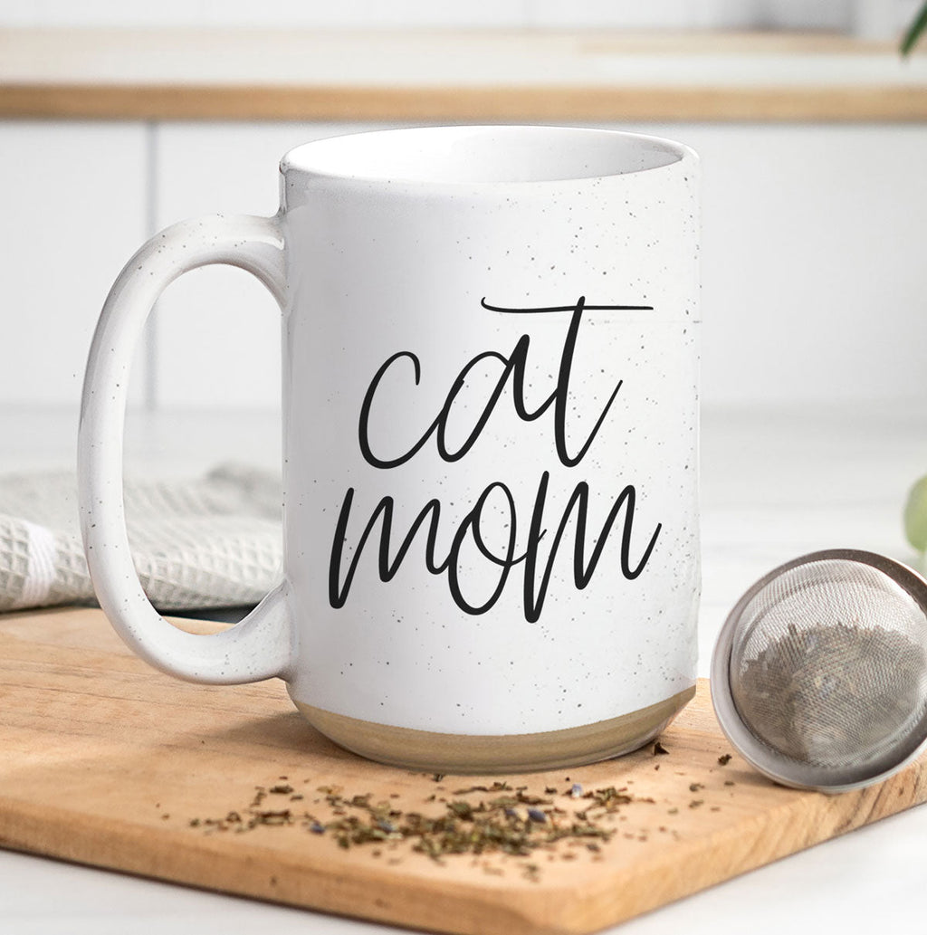 Cat Mom Mug 16oz Ceramic Coffee Cup Funny Cat Lover Gift Dishwasher Safe BandsCo Straps