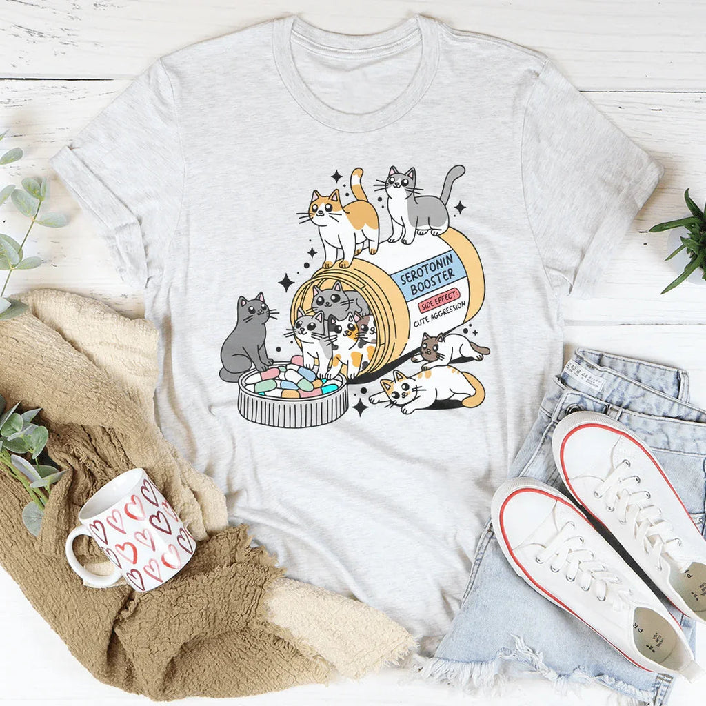 Cats Happy Pills Tee Peachy Sunday
