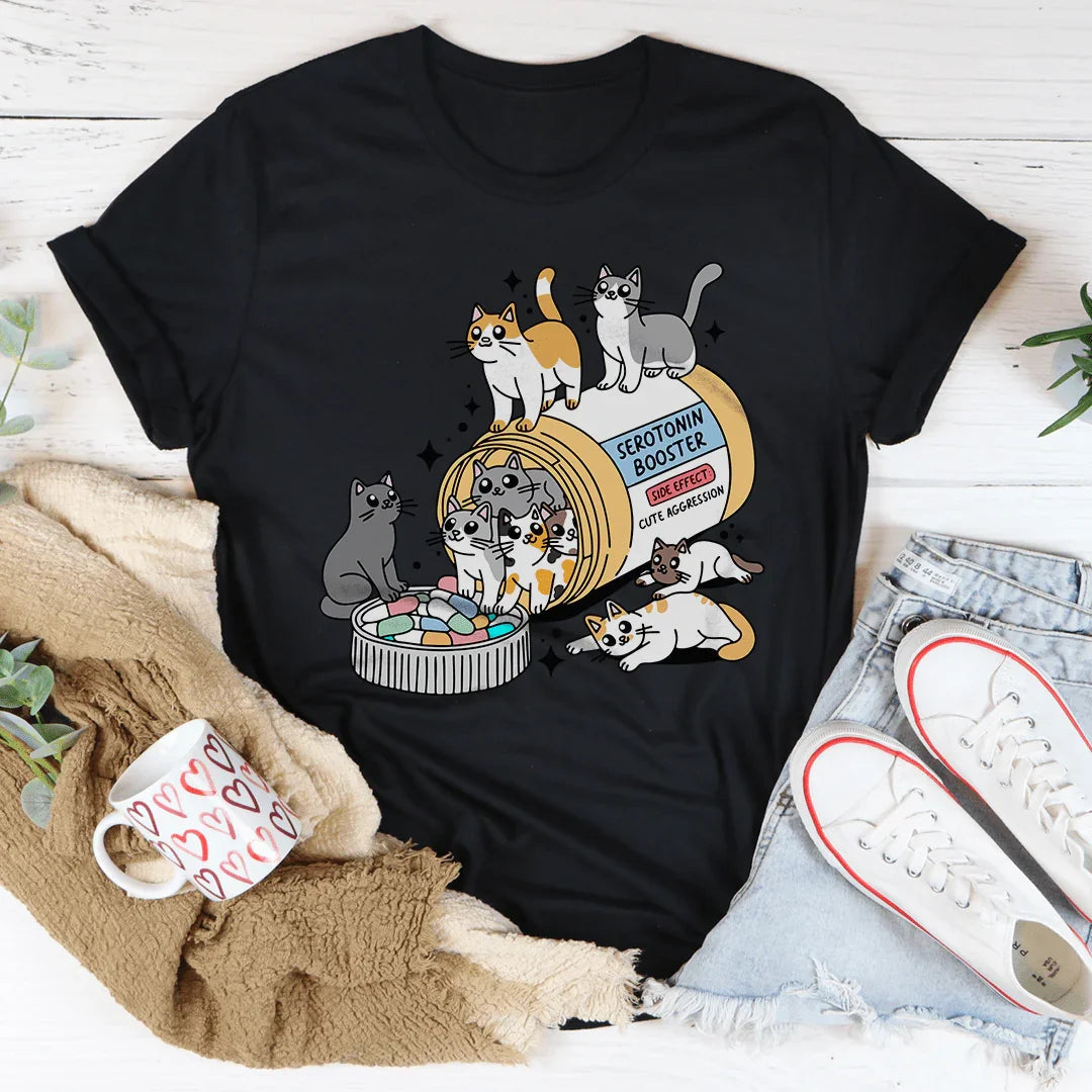 Cats Happy Pills Tee Peachy Sunday