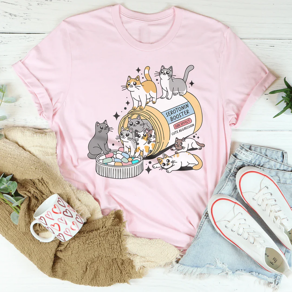 Cats Happy Pills Tee Peachy Sunday