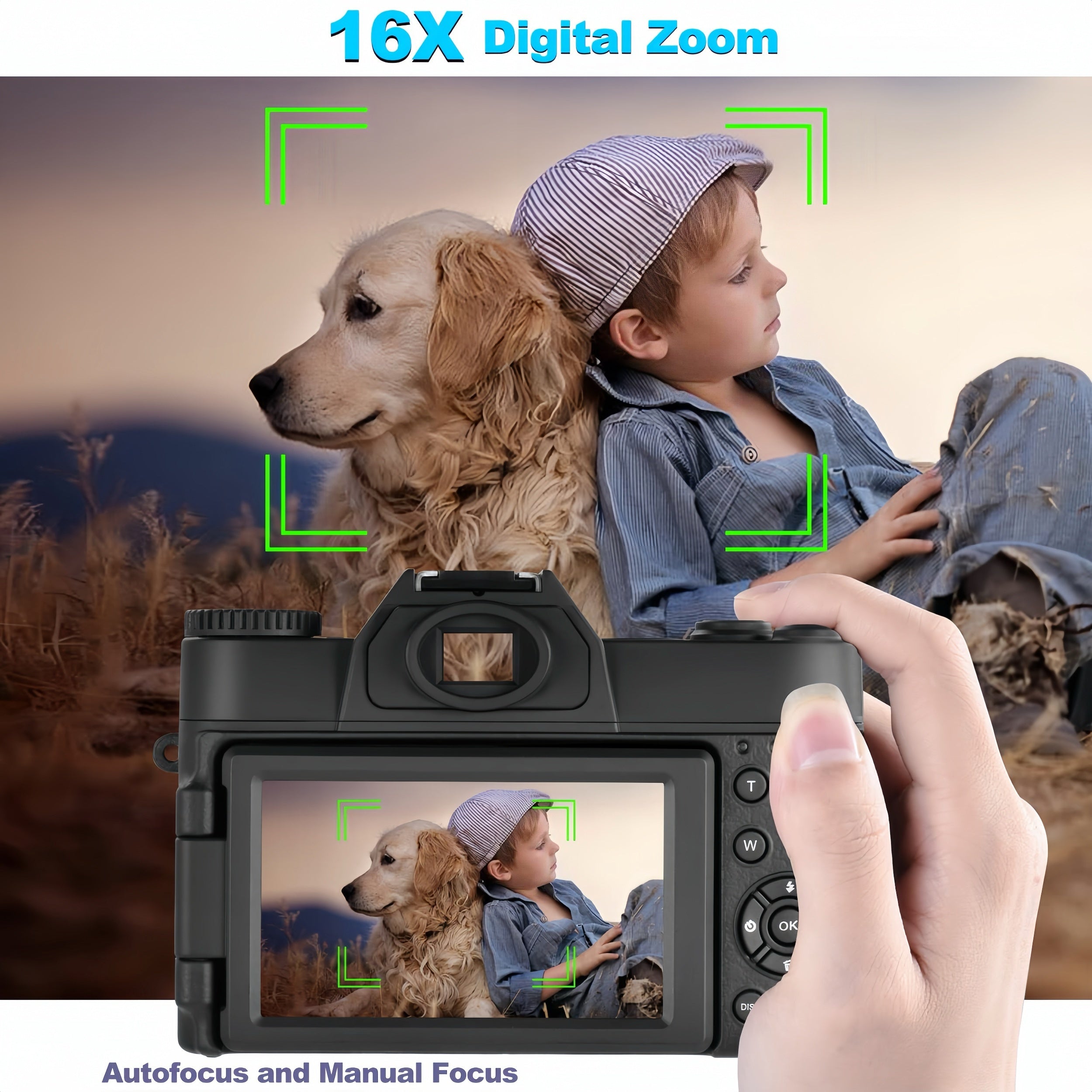 4K 48MP 16X Autofocus Digital Camera for Photography and Video, WiFi Enabled, 3" 180° IPS Flip Screen, Anti-Shake, Compact Vlogging Camera with 32GB Card and 2 Batteries Lootquake LLC