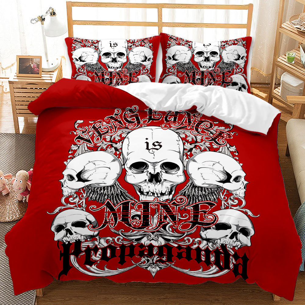 Three-piece Skull Digital Printing Duvet Cover Pi-Mart