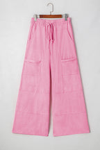 Black Mineral Wash Exposed Seam Wide Leg Cargo Pants