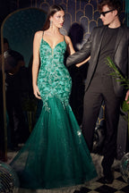 Butterfly Print Mermaid Gown Purplish Diva