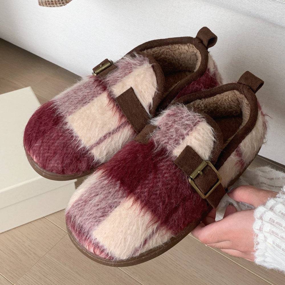 Women's Retro Plaid Cotton Slippers Pi-Mart