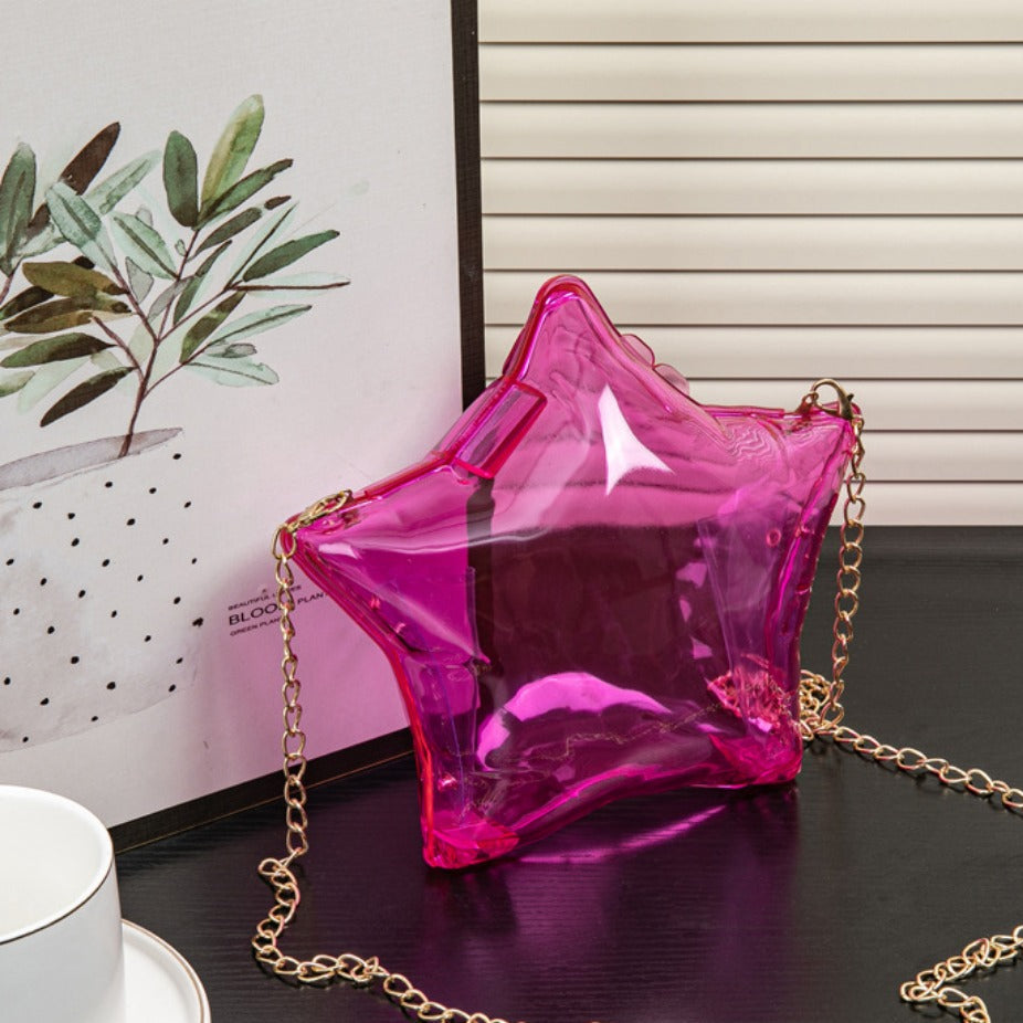 Silver Pentagram Chain evening Bag, Acrylic Mini Change, Key Lipstick Purse, Crossbody Prom Bag, Party Purse, Prom Bags Clutch, Wedding Purse - SJB-DIAMOND ELITES