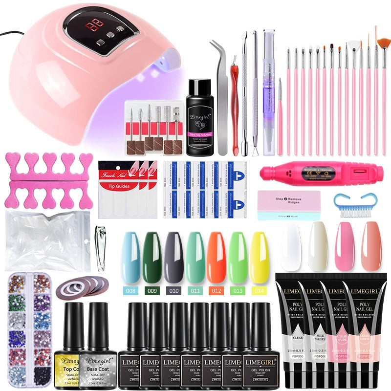 Poly nail Gel Kit With 54W UV Lamp Pi-Mart
