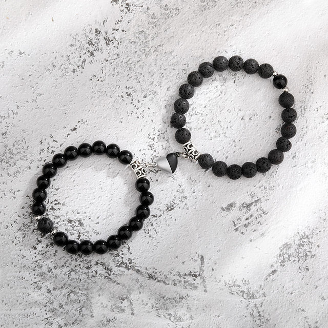 Natural Stone Beads Couple Magnetic Bracelets Pi-Mart