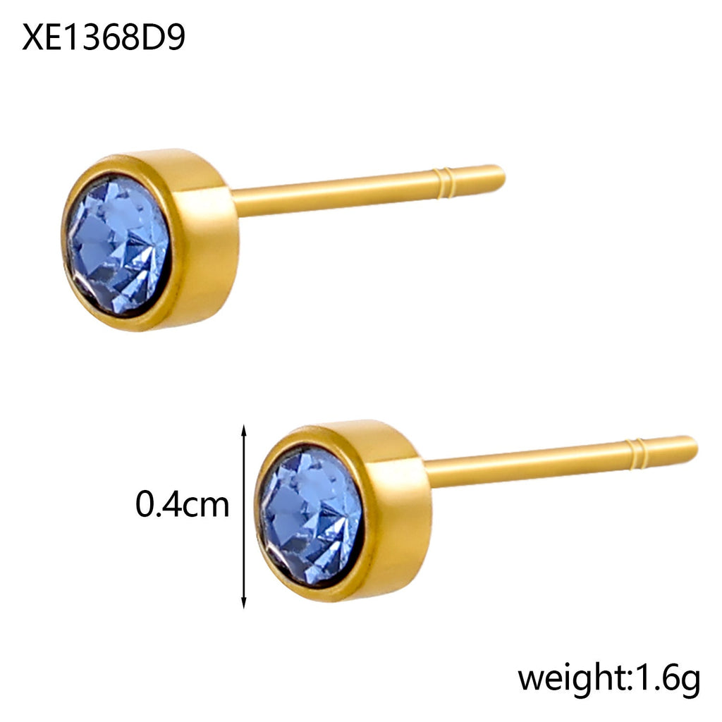 Stainless Steel Gold-plated Birthday Stone Constellation Diamond Bone Nail Pi-Mart