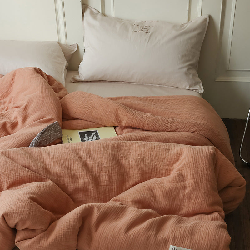 Four-piece Double-layer Yarn Simple Summer Duvet Cover Bedding Pi-Mart
