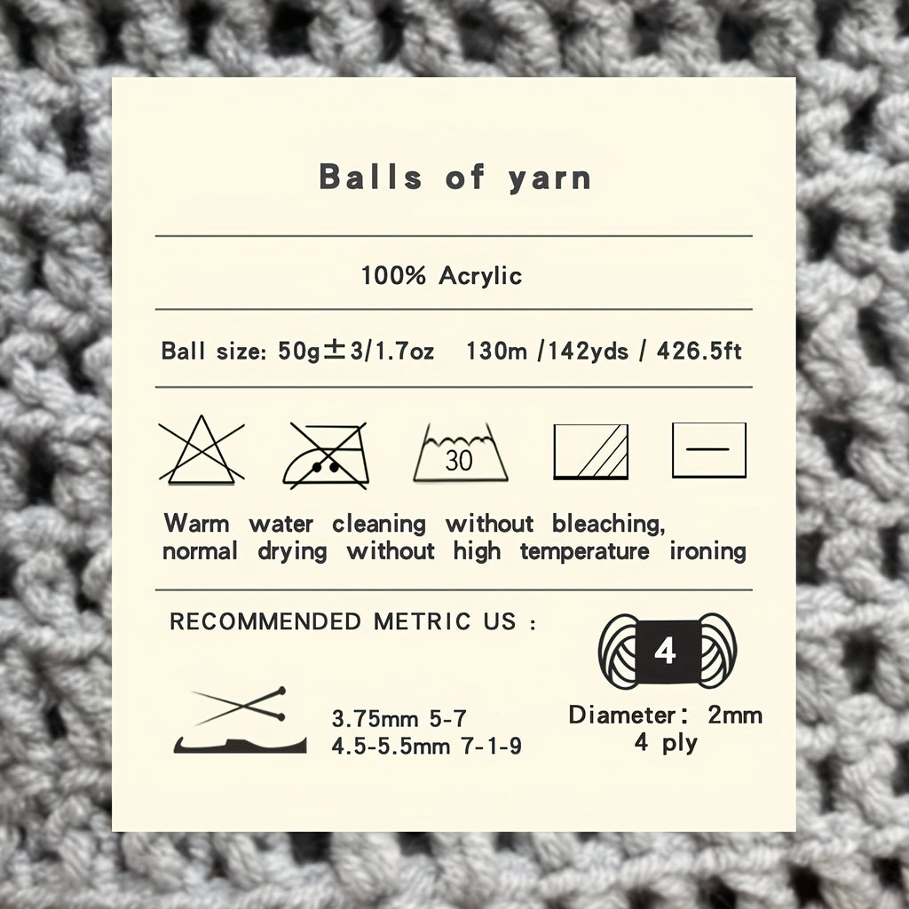 6pcs 4 Layers Hand-woven Crochet Yarn, Soft And Comfortable, 100% Acrylic Yarn, Suitable For DIY Crocheting And Knitting Scarf, Sweater, Shawl, Blanket, 1.76oz/pc