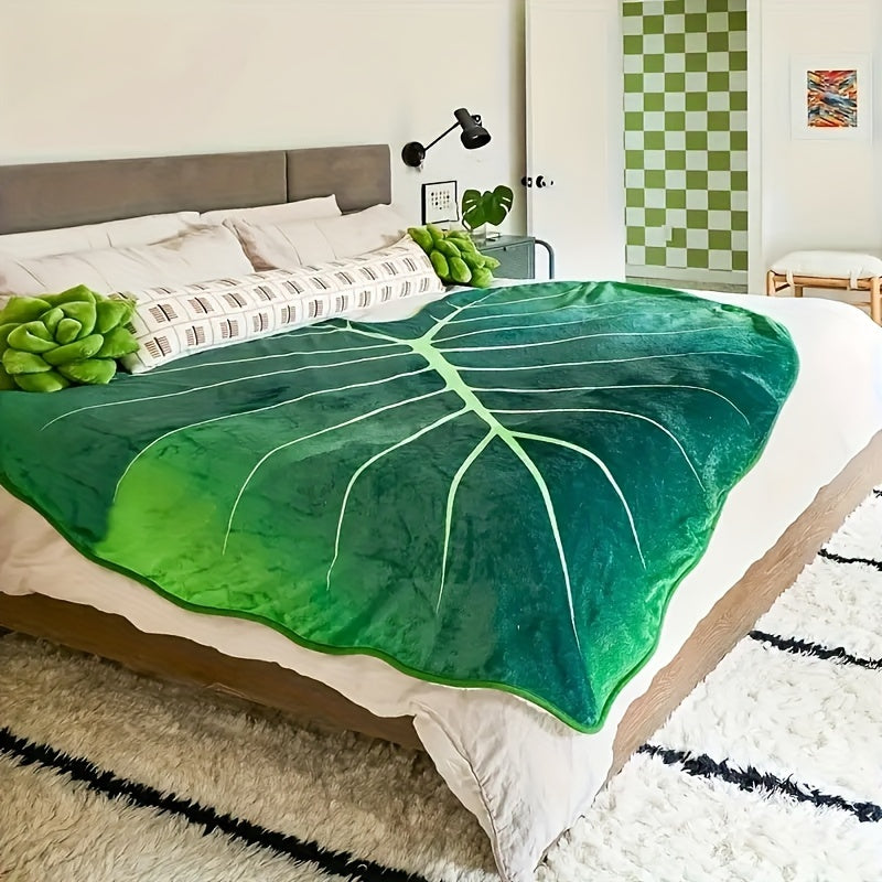 Soft Geometric Leaf All-Season Throw - Chic, Cozy & Versatile Blanket for Home and Travel, Lunch break, Easy Maintenance Lootquake LLC