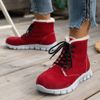 Lace-up Flats Plush Shoes Fashion Women's Boots Pi-Mart