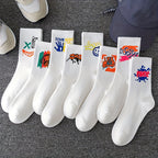 3/6/8/10/12 Pairs Of Medium Length Socks With Graffiti And Spray Painting For Personalized Fashion, Comfort, And Durability Lootquake LLC