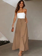 Ladies Plus Size Casual Pants Elastic Waist Wide-leg Pants - SJB-DIAMOND ELITES