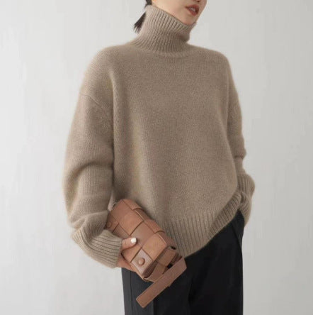 High-neck Women's Loose Versatile Knit Pullover Sweater Pi-Mart