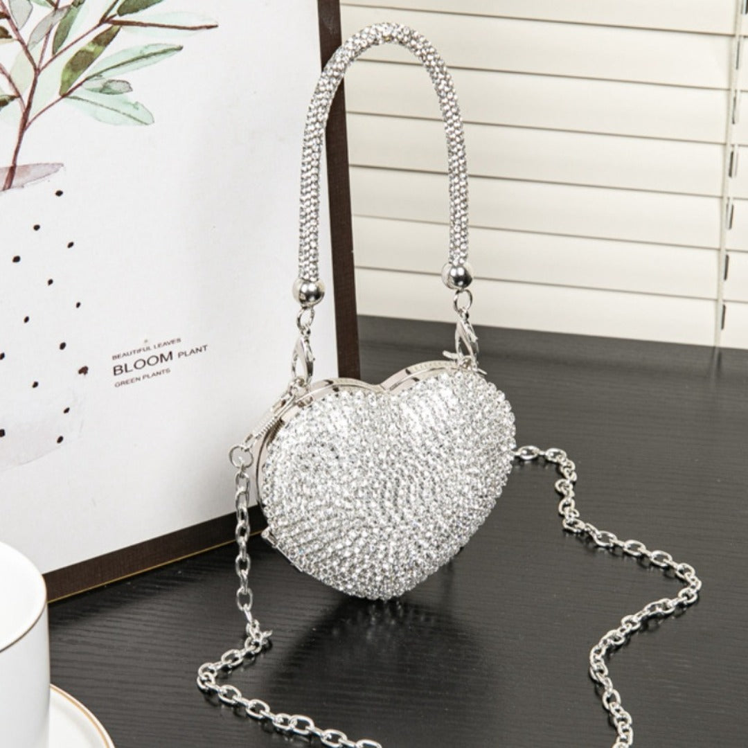 Rhinestone Dinner Bag, Mini heart purse, Small and Exquisite Shiny Dress Bag, Ball Bag, Prom Bag, Party Purse, Prom Bags Clutch, Wedding Purse Evening Purse - SJB-DIAMOND ELITES