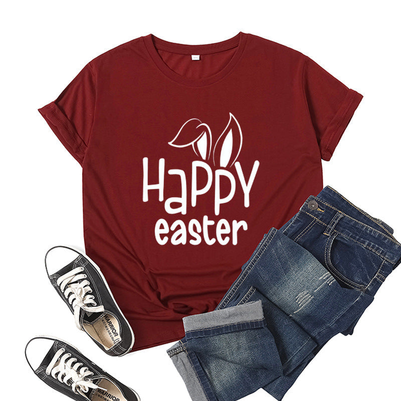 Women's Bunny Happy Easter Print Top Pi-Mart