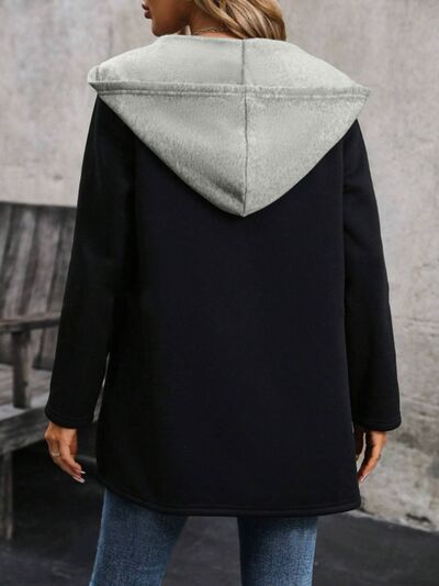 Simple Classic Drawstring Long Sleeve Hooded Jacket – Casual & Comfortable Lightweight Outerwear