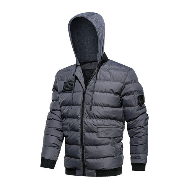 Casual Simple Men's Long-sleeved Hooded Cotton Coat