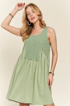 Decorative Button Sleeveless Babydoll Dress For Women – Elegant, Unique, Flowy, Comfortable, Versatile & Stylish Stevvex