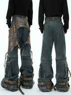 Retro Deconstructed Jeans Men's Detachable Stitching Lootquake LLC