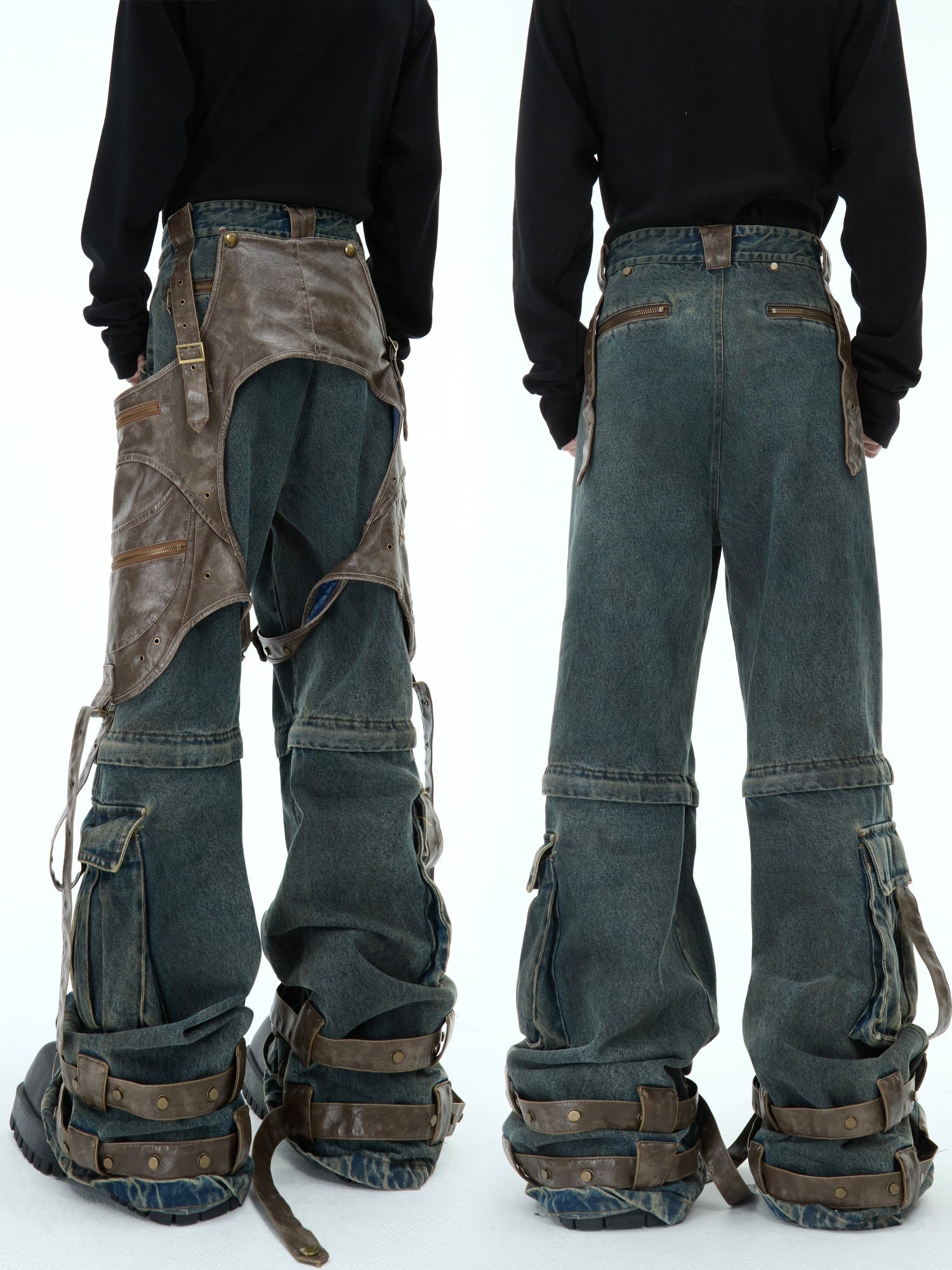 Retro Deconstructed Jeans Men's Detachable Stitching Lootquake LLC
